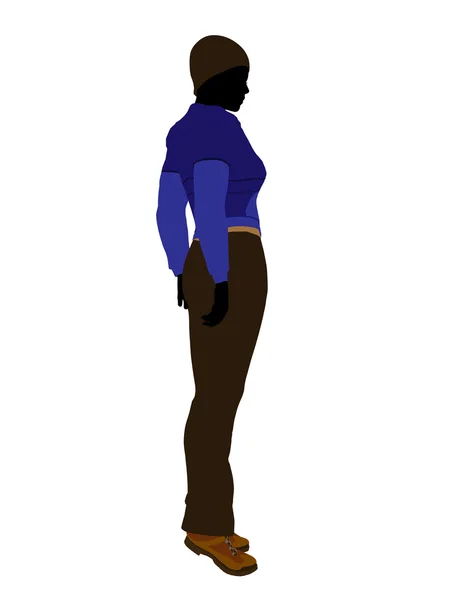 Venkovní žena ilustrace silhouette — Stock fotografie