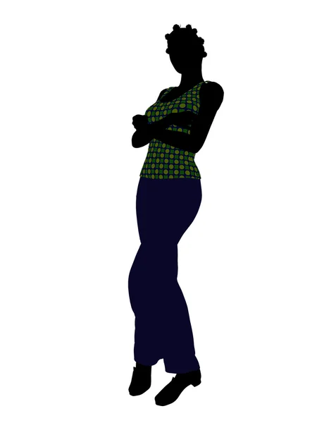 Africká americká neformální žena silho obrázek — Stock fotografie