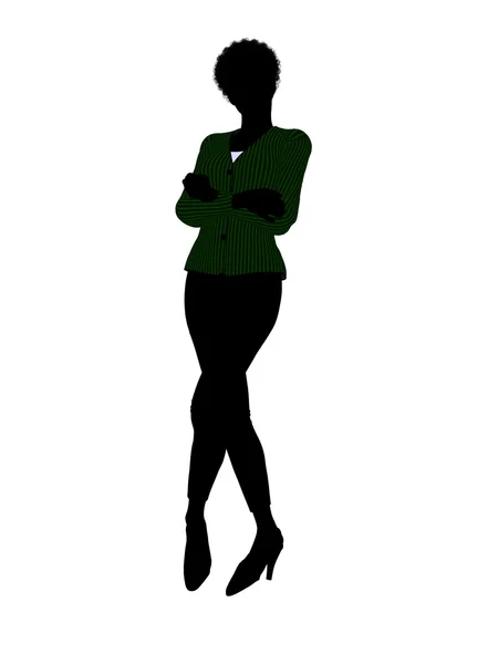 Afro-amerikai női office ábra silh — Stock Fotó