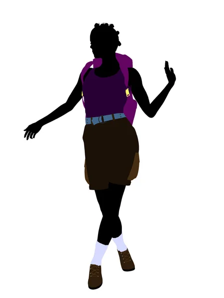 African American Girl Hiker Silhouette — Stock Photo, Image