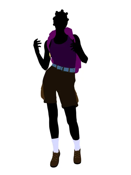 Africano americano menina caminhante silhueta — Fotografia de Stock