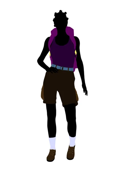 Afroamericano ragazza escursionista silhouette — Foto Stock