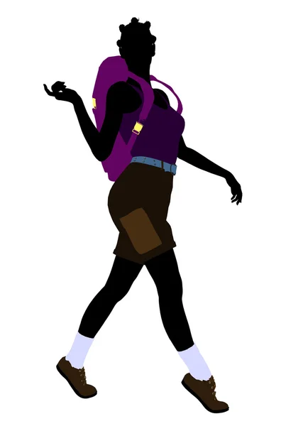 African American Girl Hiker Silhouette — Stock Photo, Image