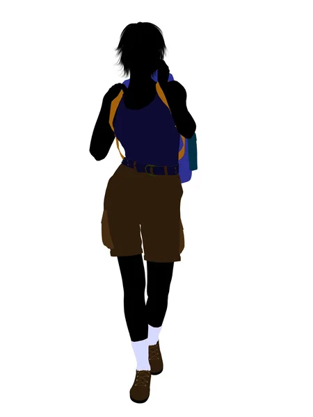 Meisje wandelaar silhouet — Stockfoto