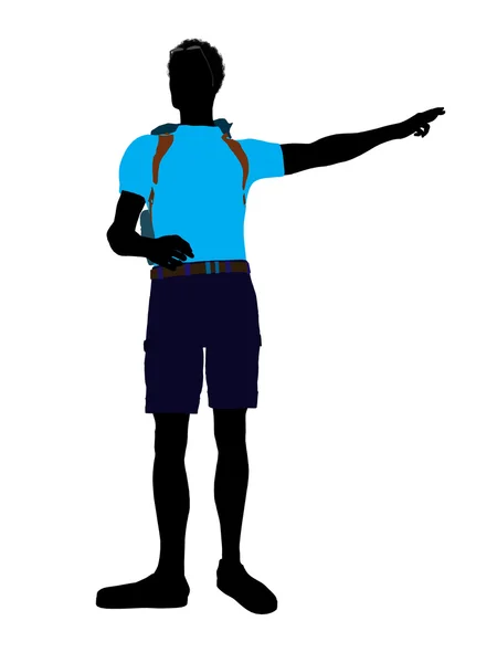 African American Hiker Silhouette — Stock Photo, Image