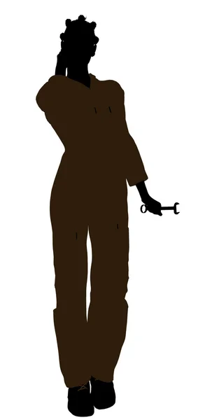 Female African American Mechanic Silhouette — Stock Photo, Image