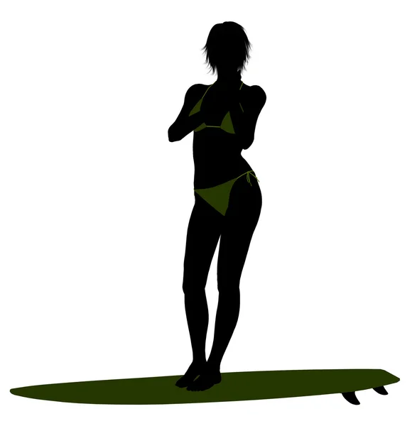 Femmina Surfer Silhouette Illustrazione — Foto Stock