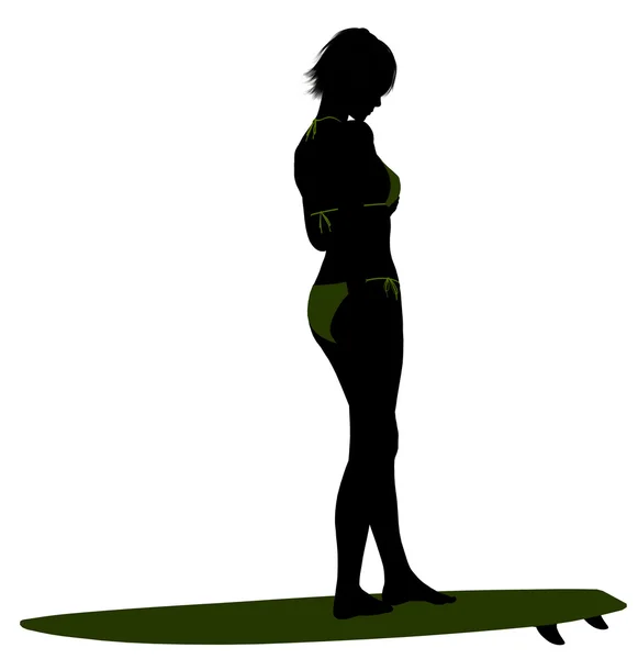 Vrouwelijke surfer silhouet illustratie — Stockfoto