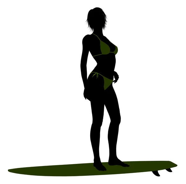 Vrouwelijke surfer silhouet illustratie — Stockfoto