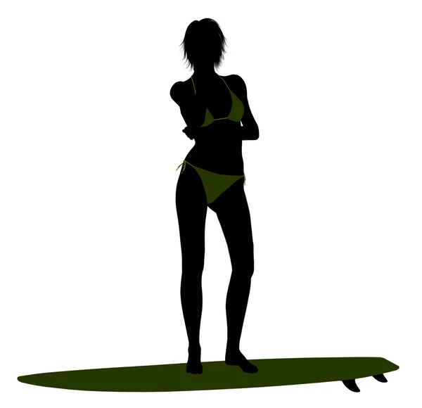 Ilustração da silhueta do surfista feminino — Fotografia de Stock