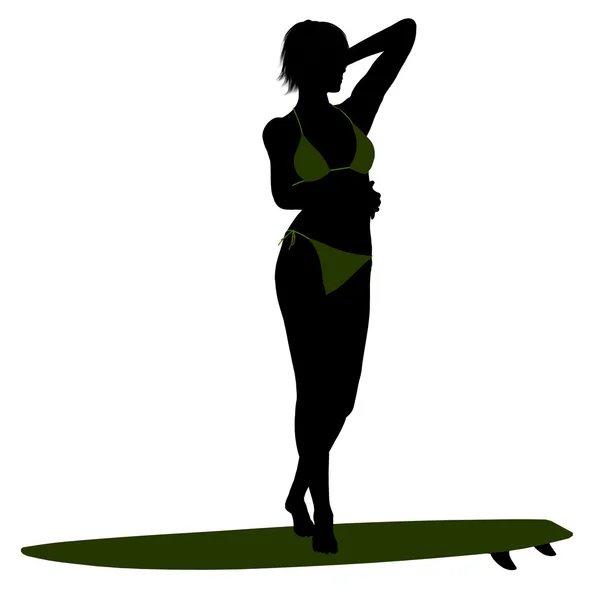 Female Surfer Silhouette Illustration — Stock Photo, Image