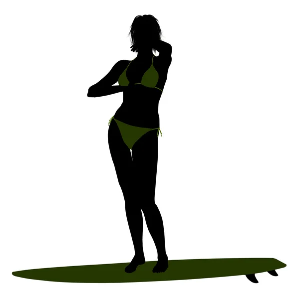 Жіночий серфер Силует Ілюстрація — стокове фото