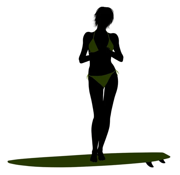 Illustration de silhouette de surfeuse féminine — Photo