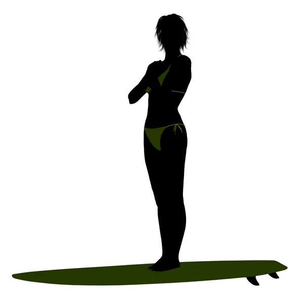Жіночий серфер Силует Ілюстрація — стокове фото