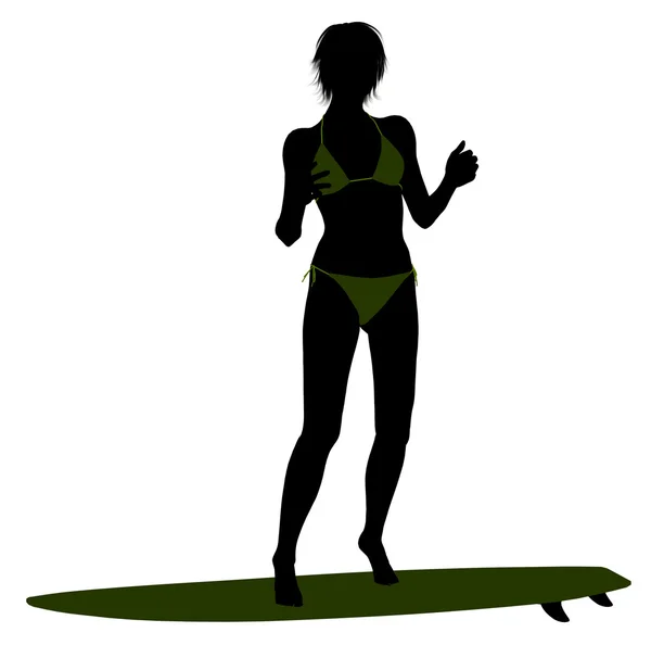 Ilustração da silhueta do surfista feminino — Fotografia de Stock