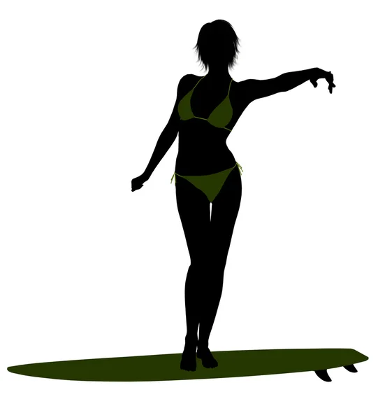 Femmina Surfer Silhouette Illustrazione — Foto Stock