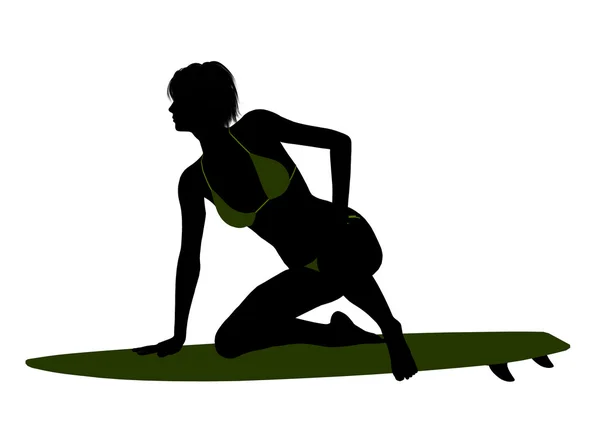 Kvinnliga surfare silhuett illustration — Stockfoto