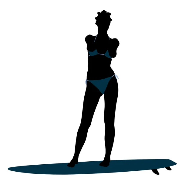Africká americká ženská surfař silueta ilustr — Stock fotografie