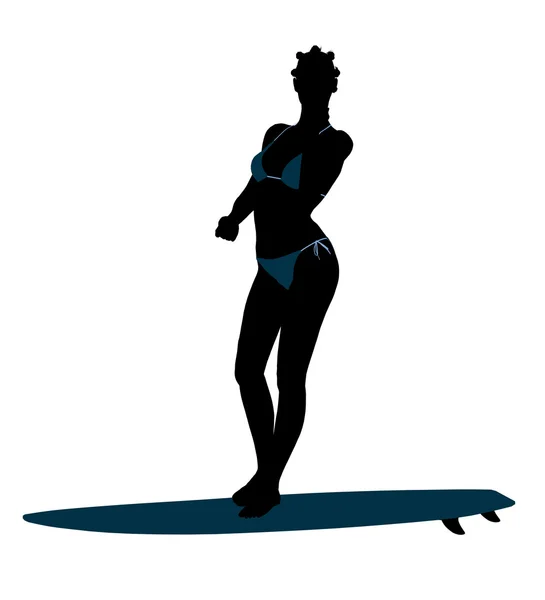 Afrikalı-Amerikalı kadın sörfçü siluet illust — Stok fotoğraf