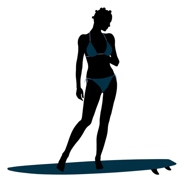 Afro-amerikai női szörfös silhouette szeretnénk — Stock Fotó