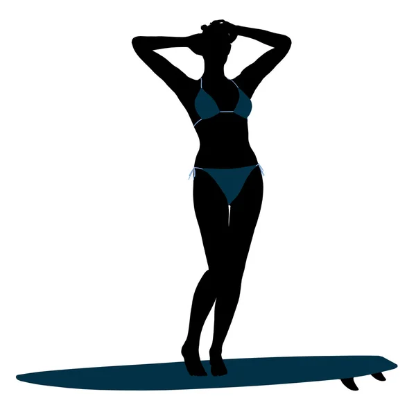Afrikanisch-amerikanische Surferin Silhouette illust — Stockfoto