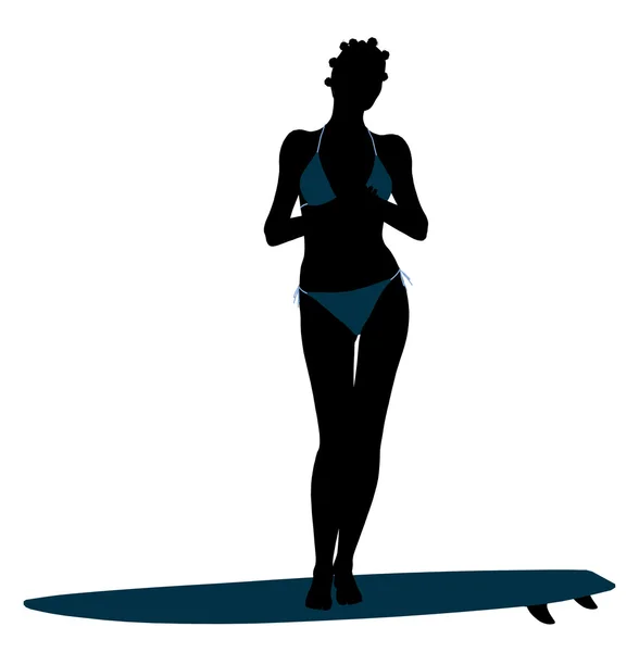 Afro-americano femmina surfista silhouette illust — Foto Stock