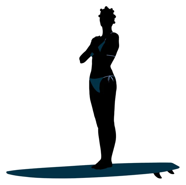 Silueta de surfista femenina afroamericana Illust —  Fotos de Stock