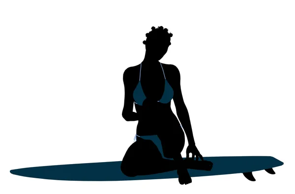 アフリカ系アメリカ人女性サーファー シルエット イラスト — ストック写真