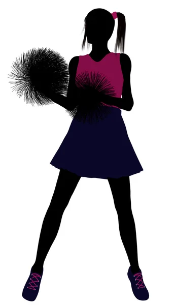 Cheerleader silhouette su uno sfondo bianco — Foto Stock