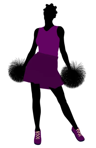 African American Cheerleader silhouette on a whi — Stock Photo, Image