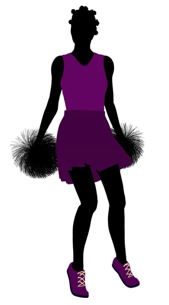 African American Cheerleader silhouette on a whi — Stock Photo, Image