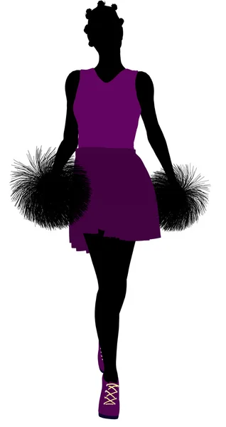 stock image African American Cheerleader silhouette on a whi