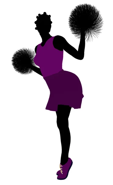 African american cheerleader sylwetka na whi — Zdjęcie stockowe