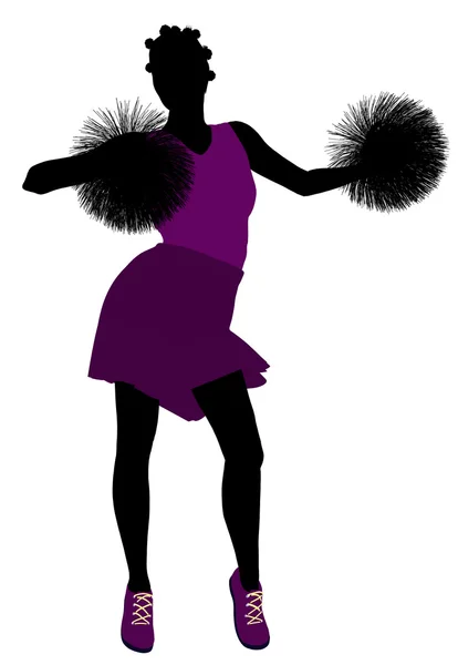 Afrikanisch amerikanisch cheerleader silhouette auf ein whi — Stockfoto