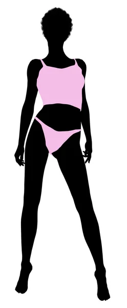 African American Lingerie Silhouette — Stock Photo, Image