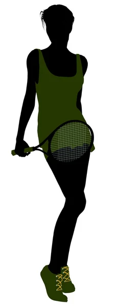 Kvinnlig tennis spelare illustration siluett — Stockfoto