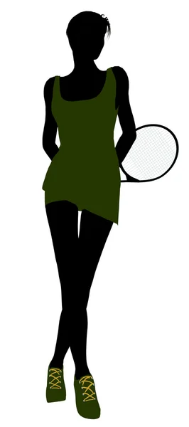 Femmina tennista illustrazione silhouette — Foto Stock
