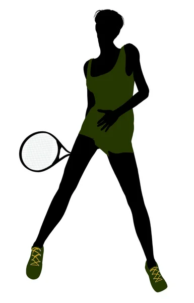 Jugadora de tenis femenina Ilustración Silueta —  Fotos de Stock