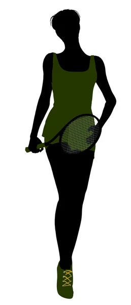 Vrouwelijke tennis speler illustratie silhouet — Stockfoto