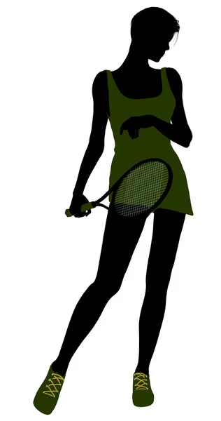 Teniszezőnő player illusztráció sziluett — Stock Fotó