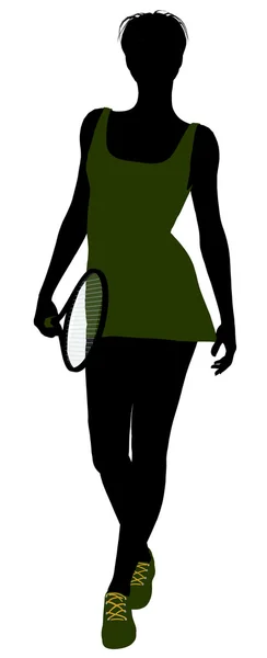 Vrouwelijke tennis speler illustratie silhouet — Stockfoto