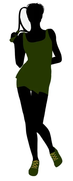 Femmina tennista illustrazione silhouette — Foto Stock