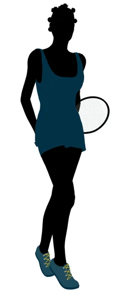 African American Female Tennis Player Illustrati — Stock Photo, Image