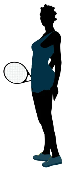 African american kobiet tenis odtwarzacz illustrati — Zdjęcie stockowe