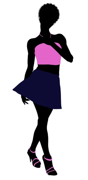 African American Teenager Illustration Silhouett — Stock Photo, Image