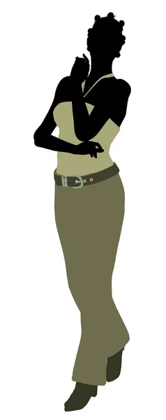 African American Female Office Illustration Silh — Stock Photo, Image