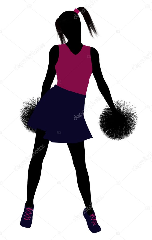 Cheerleader silhouette on a white background