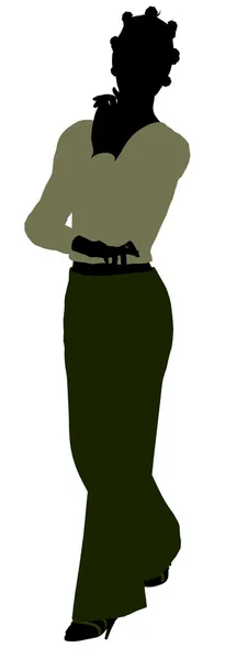 Afrikanska amerikanska kvinnliga office illustration silhuetten — Stockfoto