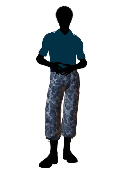 非洲的美国士兵的插图剪影 — 图库照片