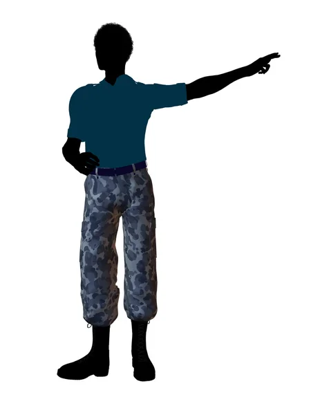 Afrika kökenli Amerikalı asker illüstrasyon siluet — Stok fotoğraf
